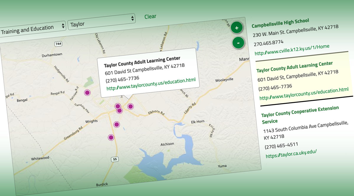 Community Resource Map display on website