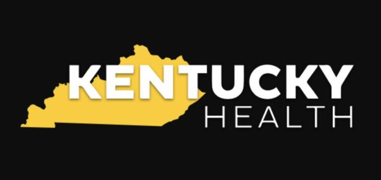 text: Kentucky Health with outline graphic of Kentucky