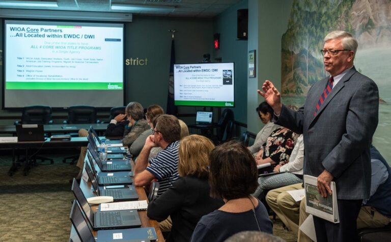 man addressing a meeting