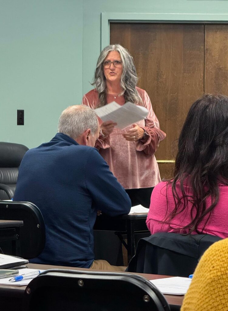 Myra Wilson addressing the meeting