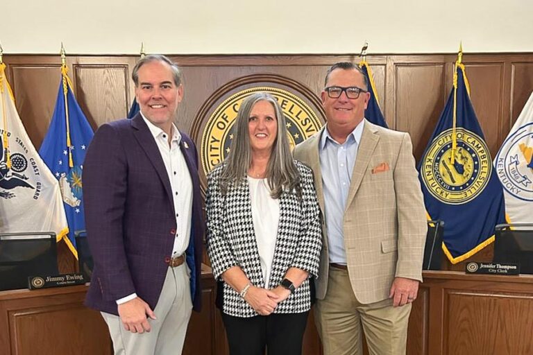 State Senator Max Wise, Executive Director of Cumberlands Workforce Development Board Myra Wilson, and State Representative Sarge Pollock.