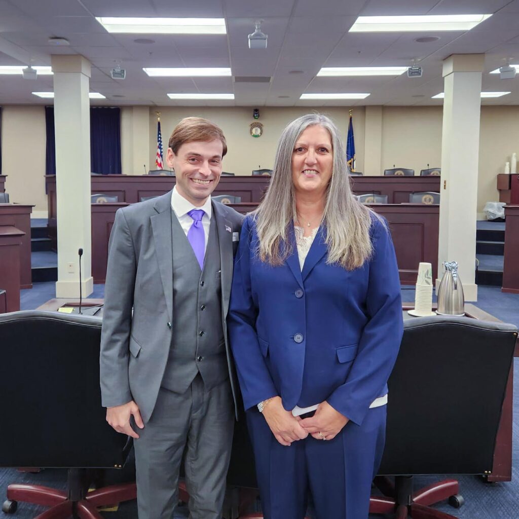 Luke King and Myra Wilson in committee room